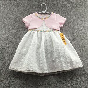 Purple Rose Girl's 2-Piece Lace Dress & Shrug Set White‎ 3T